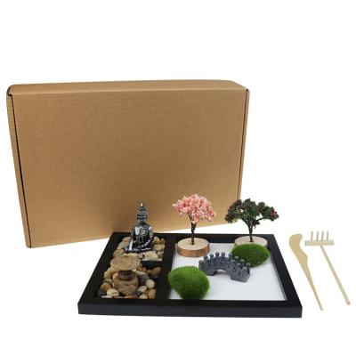 China Wholesale Fengshui Mini Zen Garden Sand With Buddha Zen Garden Kit Indoor Table Decoration from Europe for sale