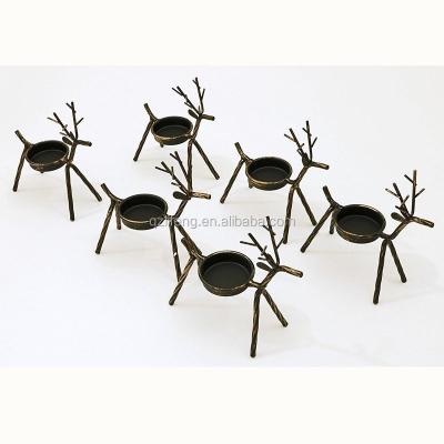 China Best Home Decorating for Christmas Holiday Set of 6 Metal Reindeer Tealight Candle Holders for sale