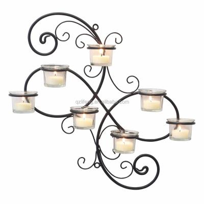 China Home Decor Ivy Tea Light Candle Holder Decorative Scrolled Hanging Candle Holder for sale