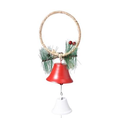 China Wall Decor Handmade Christmas Bell With Artificial Pine Cones Festival Pendant for sale