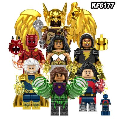 China Educational Building Block Toy KF6177 Super Heroes Cyclone Plastic Hawkman Isis Sabbac Mini Action Figures Black ABS Building Block Toys For Children for sale