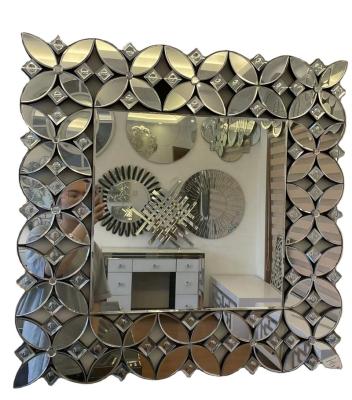 China Hot Selling Large Art Decor Metal Frame Living Room Wall Decor Mirrors Set for sale