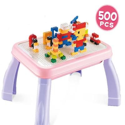 China Multifunctional Building Toy Learning Study Desk Children Toys Building Blocks Table for sale