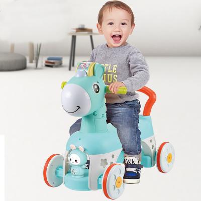 China Musical Toys Baby Activity Walker Lighting Pony Ride On Trolley Car Toys Baby Activity Walker for sale