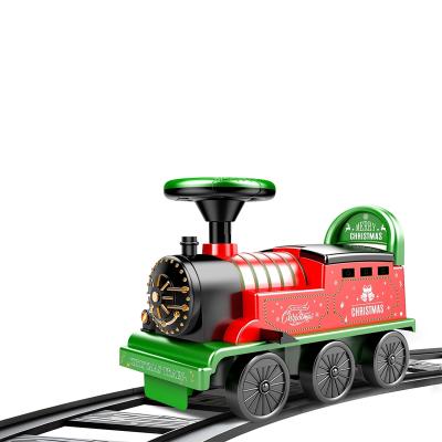 China Ride On Toy Light Music Christmas Train Track Sit To Learn Electric Sliding Toy Kids Ride On Car Child for sale