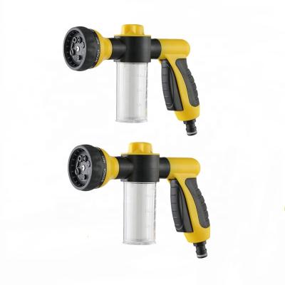 China Variable Flow Control Watering 8 Pattern With 3.5Oz Soap Sprayer Power Garden Water Hose Foam Nozzle Sprayer For Car Wash Pet Shower for sale