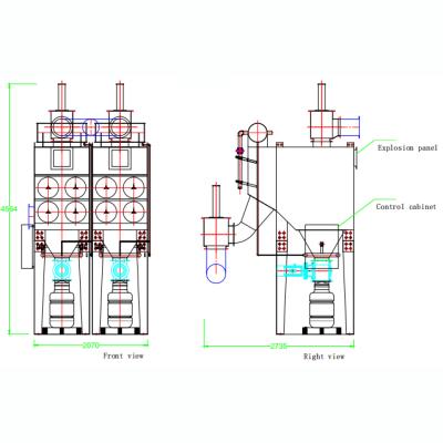 China Horizontal Plant Cartridge Dust Collectors System With Explosion Panel for sale