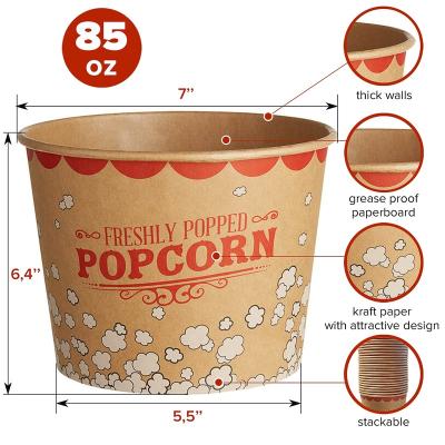 中国 Recycled Kraft Food Boxes Large Low MOQ Logo Popcorn Paper Bags Eco Friendly 販売のため