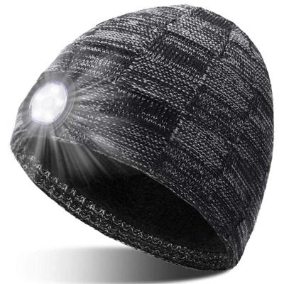 China COMMON New Product Warm Winter Style Led Beanie Hats Headlight Cap For Running Fishing Hunting Camping for sale