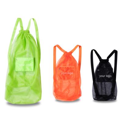 China Polyester Factory Price High Quality Durable Adjustable Drawstring Mesh Basketball Carrying Soccer Ball Bag for sale