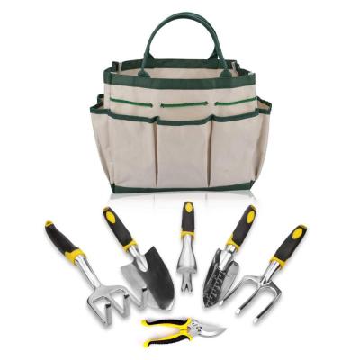 China Multi Function Gardening Work Tool Chamber 8 Pieces Hand Garden Tool Kit With Bag, Foldable Stool Garden Tool Kit for sale