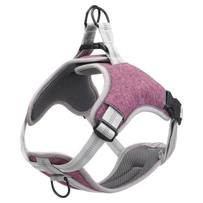 China DETACHED no pull dog harness, reflective vest harness with 2 leash attachments and easy control handle for sale