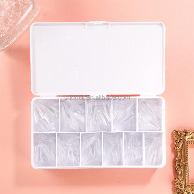 China DIY Nail Art Clear French Medium Almond Nail Tips Extension C Curve Acrylic Nail Tip False Artificial Nails for sale