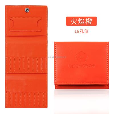 China Professional Salon Leather 18 Hole Green Drill Bit Holder Display Case/Pu Nail Nail Drill Bits Orange Storage Bag Leather Case Organizer for sale