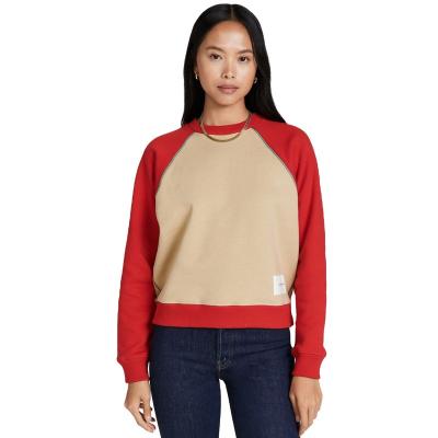 China Autumn Hem Funnel Neck Drop Shoulder Women Anti-Wrinkle Collar Pullover Sweatshirt Striped Half Pullover Colorblock Sweatshirt for sale