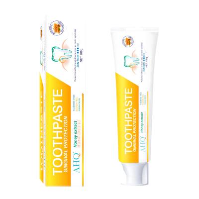 China Whitening AHQ Honey extract Gum Protection toothpaste Prevent Cavities and remove Plaque 108g OEM/ODM service toothpaste manufacturer for sale