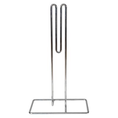 China Single-sided Wholesaler Countertop Standing Paper Towel Roll Holder Simple Chrome Wire Kitchen Roll Holder For Table Paper Towel Storage for sale