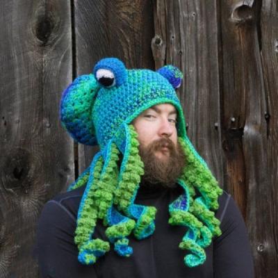 China Conservation Hot Octopus Christmas Beanie Hat For Men Winter Costume Squid Cycling Skiing Hats Halloween Cosplay for sale