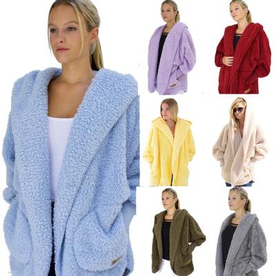 China Open Front Ladies Fleece Jacket Women Long Jacket Fluffy Coat Cardigan Outwear Fashion Casual Soft Warm Fleece Fur for sale