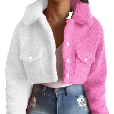 China Jackets Wholesale Fashionable Women's Short Jacket Two Color Matching Ladies Coat Slim Fit Women Clothes for sale