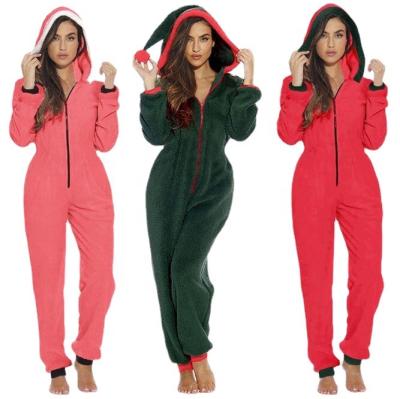 China 2021 Breathable Christmas Beijiren Pajamas Clown Hat Plush Zipper Romper One Piece Overalls for sale