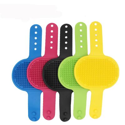 China Home Silicone Pet Grooming Brush For Bathing Massage Brush Shampoo Rubber Comb With Adjustable Ring for sale