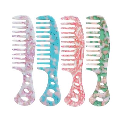 China Salon Customed High Quality With Handle Band Acrylic Resin Comb Cellulose Acetate Plastic Wide Tooth Hair Combs for sale