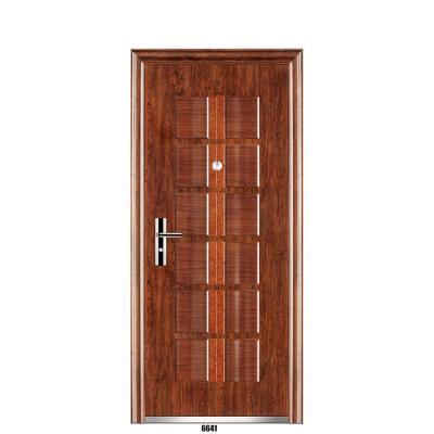 China Anti - Theft Modern Luxury Houses Hotels Bullet Proof Wood Grain Security Steel Doors for sale