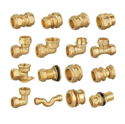 China Factory Wholesale Full Rang Copper Brass Plumbing Fitting Brass Compression Fitting Pipe Fitting Equal for sale