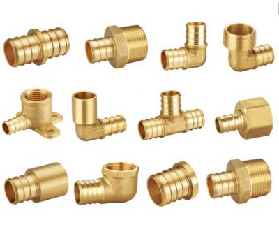 China Full Range Coupler Plumbing Pex Brass Fitting Copper Conduit Pipe Elbow Tee Fittings Male Female Equal for sale