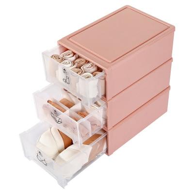 China Large Storage Box Toy Office Bedroom Organizer Modern Clothes Transparent Plastic Stackable Drawer Home Storage Accessories Viable for sale