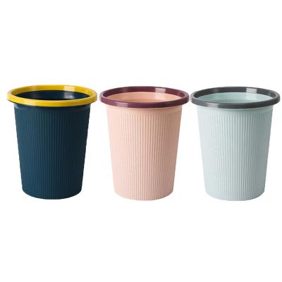 China 3 Colors Plastic Color Nordic Viable Household Style Waste Bin Basket Bathroom Kitchen Living Room Trash Storage Bins for sale