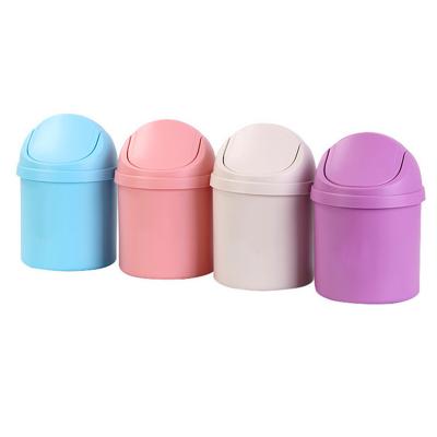 China Mini Plastic Trash Can For Viable Desktop Waste Basket Bedside Restaurant Dining Table Waste Storage Bins Office Trash Can With Cover for sale