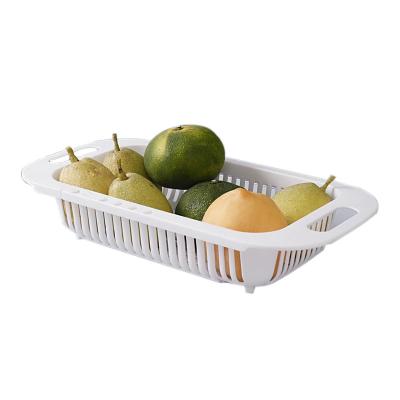 China Retractable Kitchen Sink Drain Basket Fruit Vegetable Dish Rack Dish Rack Lavatory Storage Retractable Multifunctional Plastic Washing Rack for sale