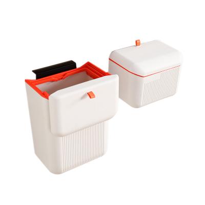 China Plastic Wall Mounted Kitchen Cover Classable Slide-Out Trash Can With Lid Trash Can Waste Basket Bathroom Waste Storage Bins for sale