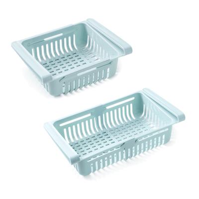 China Sustainable Storage Box Drawer Refrigerator Storage Container Shelf Fruit Egg Plastic Food Storage Racks Kitchen Accessories Drain Basket for sale