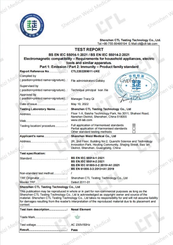 China Inspection-Electromagnetic compatibility test report - Shenzhen Weizi Medical Co., Ltd.