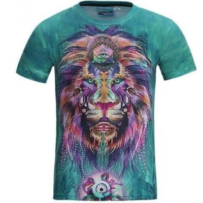 China Anti-wrinkle hat lion plus size social art women's t-shirt/women's/men's jewelry lion T-shirt men's T-shirt for sale