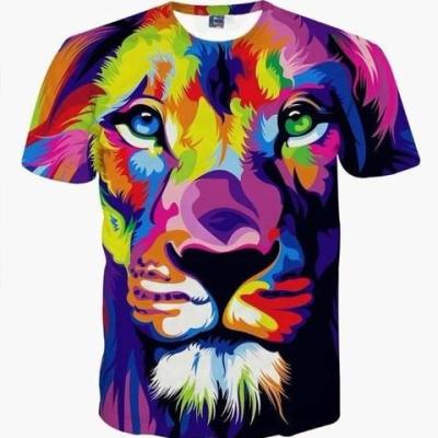 China Cute Anti-Wrinkle Printer Lion Top T-shirt Boys/Oversized Lion Figurine Female Girls T-shirt/Male T-shirt for sale