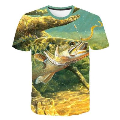 China Anti-Wrinkle Brand Fishing Casual T-shirt Tattoo Boys/Girls Fishing Rod Holder Top Female T-shirt/Male T-shirt for sale