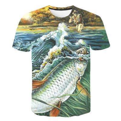 China 2022 New Anti-wrinkle Summer T-shirt Art Fishing Women/Men Oversized T-shirt Fishing Carp Women/Men T-shirt for sale