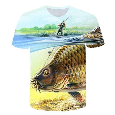 China Anti-Wrinkle Printer Fishing T-shirt Art Women/Men T-shirt Top Oversized Fishing Net Female/Male T-shirt for sale