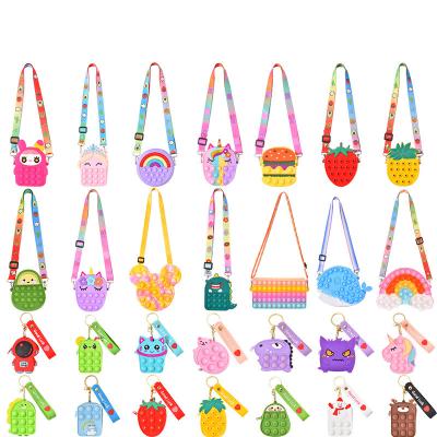 China Rainbow Pop Shoulder Push Bag Pressure Release Push Snap Snap Environmental Bubble Silicone Bag for sale