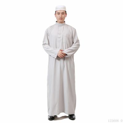 China 2021Hot Sales Polyester Islamic Clothing Men Long Sleeve Thobe Arabic Jubba for sale