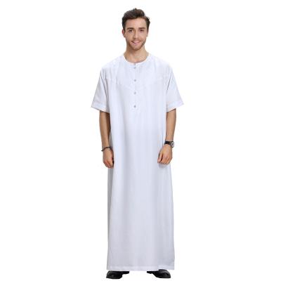 China Hot Polyester Tour Neck Short Sleeve Arabian Mens Thobe Al Daffah Thobe for sale