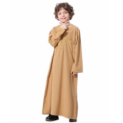 China Soft Polyester Solid Colors Breathable Moroccan Muslim Arab Thobe Thobe Kaftan El Daffah Thawb Boy Qamis El Moroccan Haramain for sale