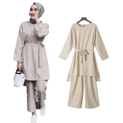 China Breathable Turkish Hot Sale Muslim Women Two Piece Top And Pant Set Women Muslim Clothing for sale