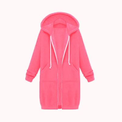 China Casual Fleece Sweater Women Autumn And Winter Mid Length Loose Hooded Jacket Plus Fleece Sweater for sale