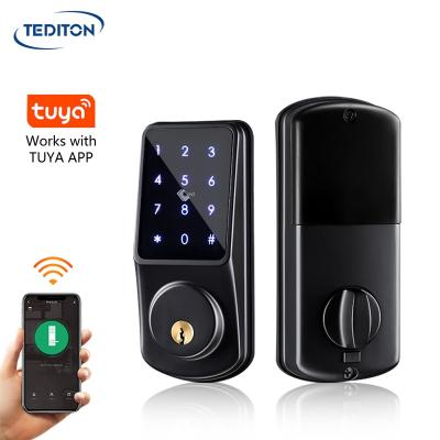 China Anti-peep wifi door handle tuya waterproof Keyless remote control smart deadbolt lock Tediton cerraduras digital door lock for sale