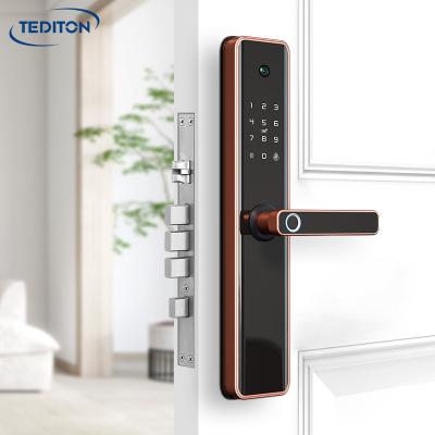 China YES Security Tuya Wifi APP Camera Viewer Function Cat Eyes Electronic Biometric Smart Door Fingerprint Lock for sale